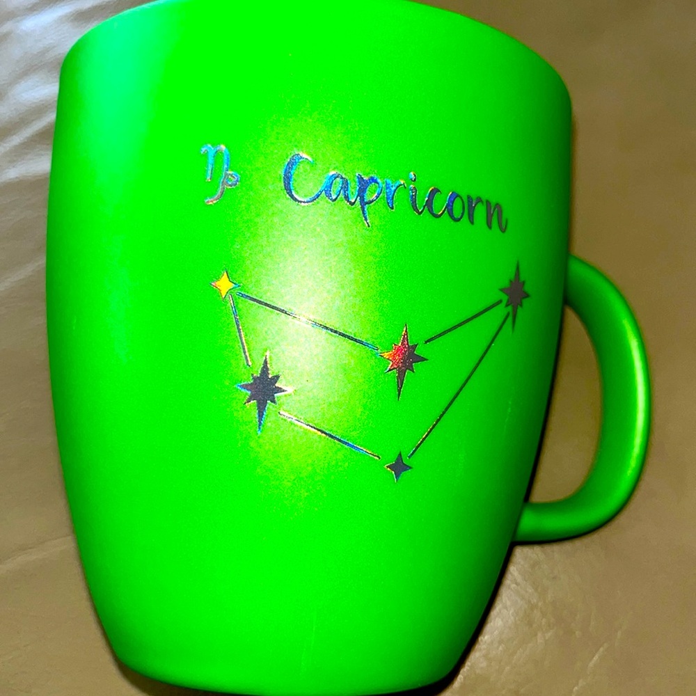 BNWT! Green 18.6 ounce mug Zodiac Capric with silver